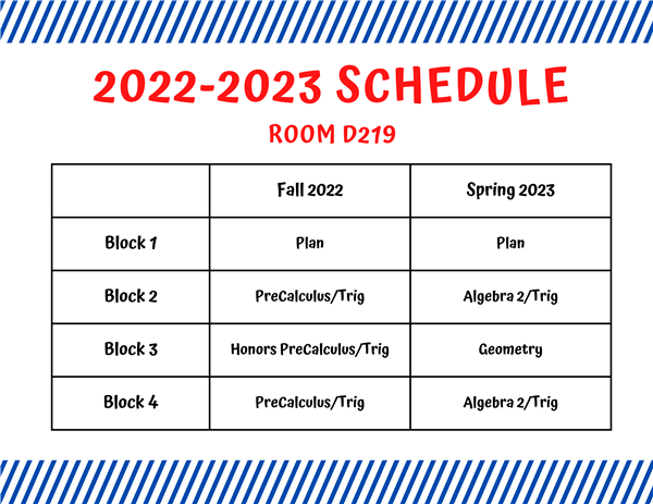 Miss Carp's Schedule
